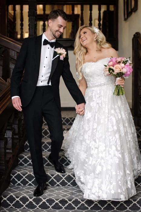 Wedding couple portrait indoors