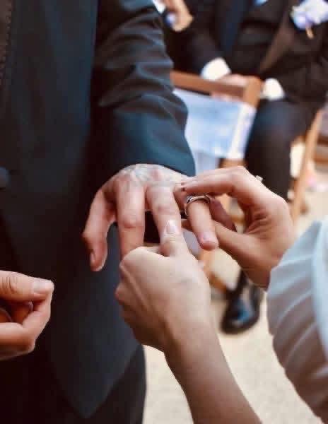 Wedding ring detail during ceremony